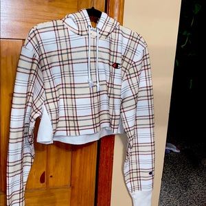 Champion Plaid Cropped Hoodie